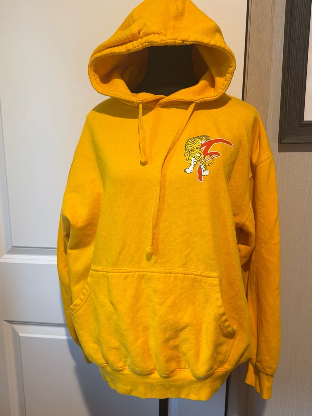 Yellow Men’s Hoodie Sweatshirt with Tiger Graphic